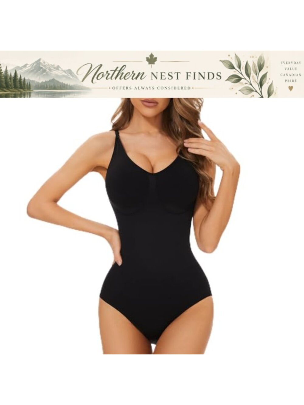 Women's Shapewear Bodysuit Tummy Control Seamless V Neck Bodysuits